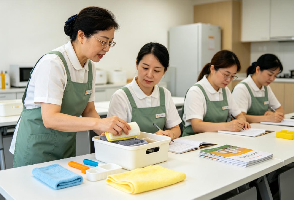 家政师徒帮带实操教学 西安市未央区妇联家政服务中心资深家政导师一对一新人实操带教、师徒传帮带实训现场实拍