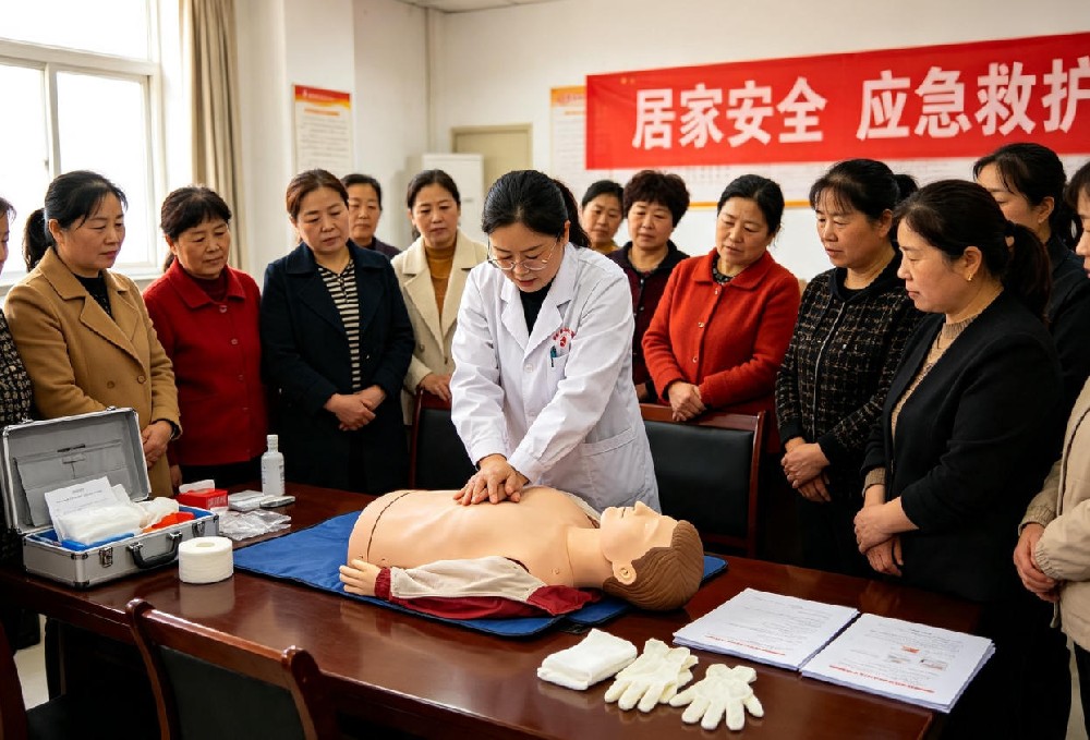 未央妇联开展家政从业人员应急救护实操培训，学员练习急救包扎技能